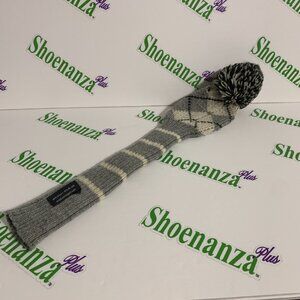 Stitch Techno Golf Club Knit Headcover Head Cover Argyle Pom Gray White